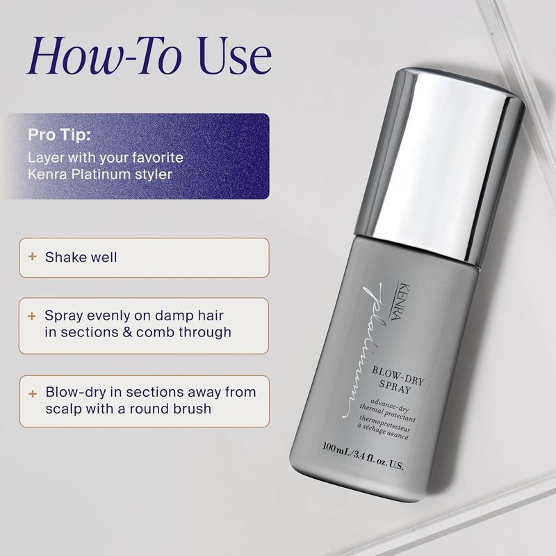 Kenra Platinum Blow-Dry Spray - Time-Saving Heat Protectant for Medium to Coarse Hair | Detangles, Smooths & Eliminates Frizz