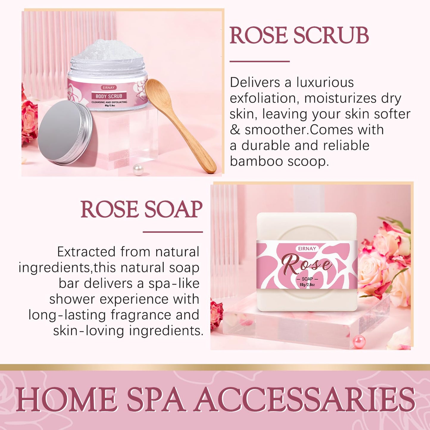 Gifts for Women, 12 PCS Birthday Gifts for Women Rose Relaxing Spa Basket Self Care Package for Her Mom Sister Wife Friend Unique Mothers Day Valentine Gift Ideal