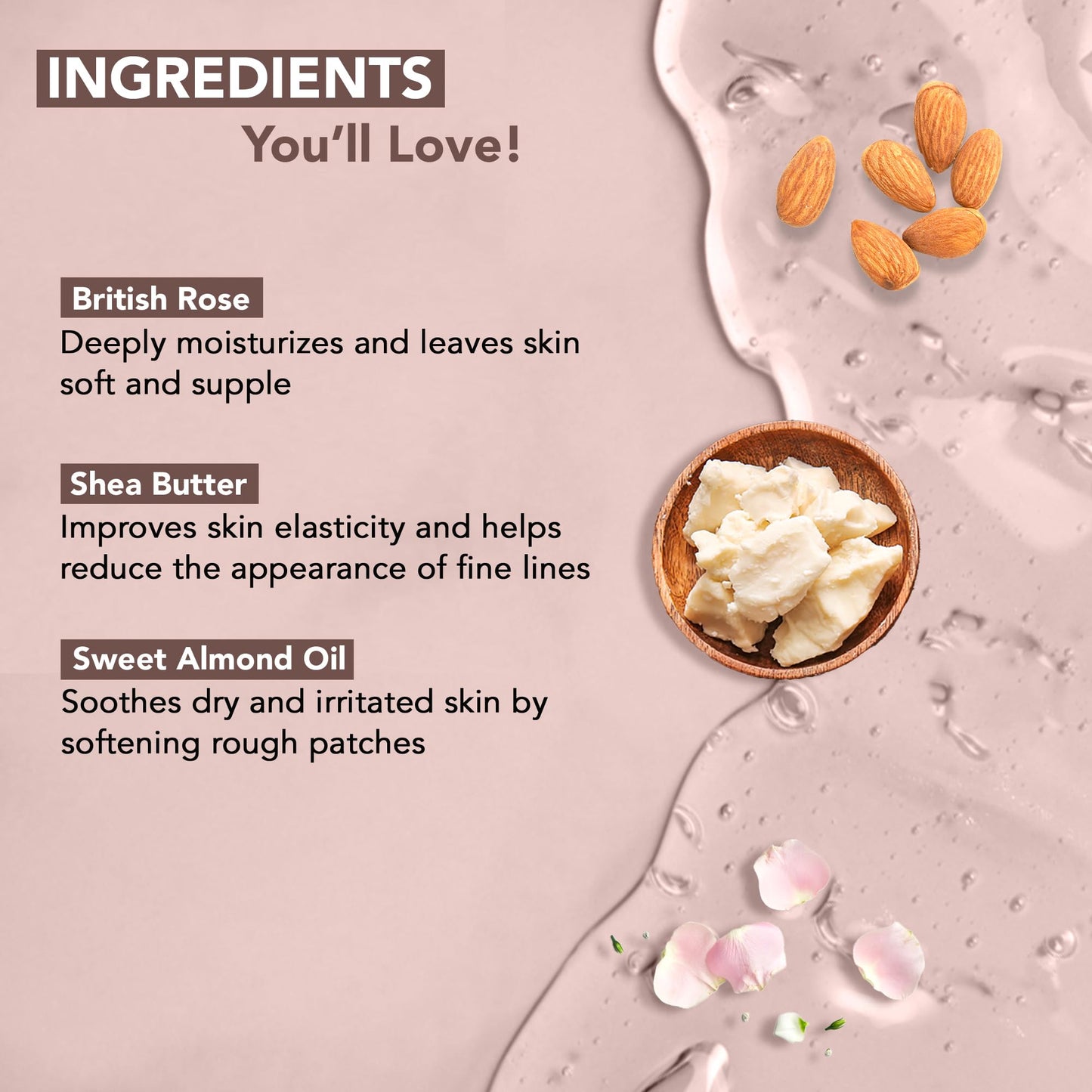 Botanic Hearth British Rose & Almond Body Wash – Moisturizing Shower Gel with Shea Butter, Gentle Hydrating Cleanser, Sulfate & Paraben Free – 16 fl oz