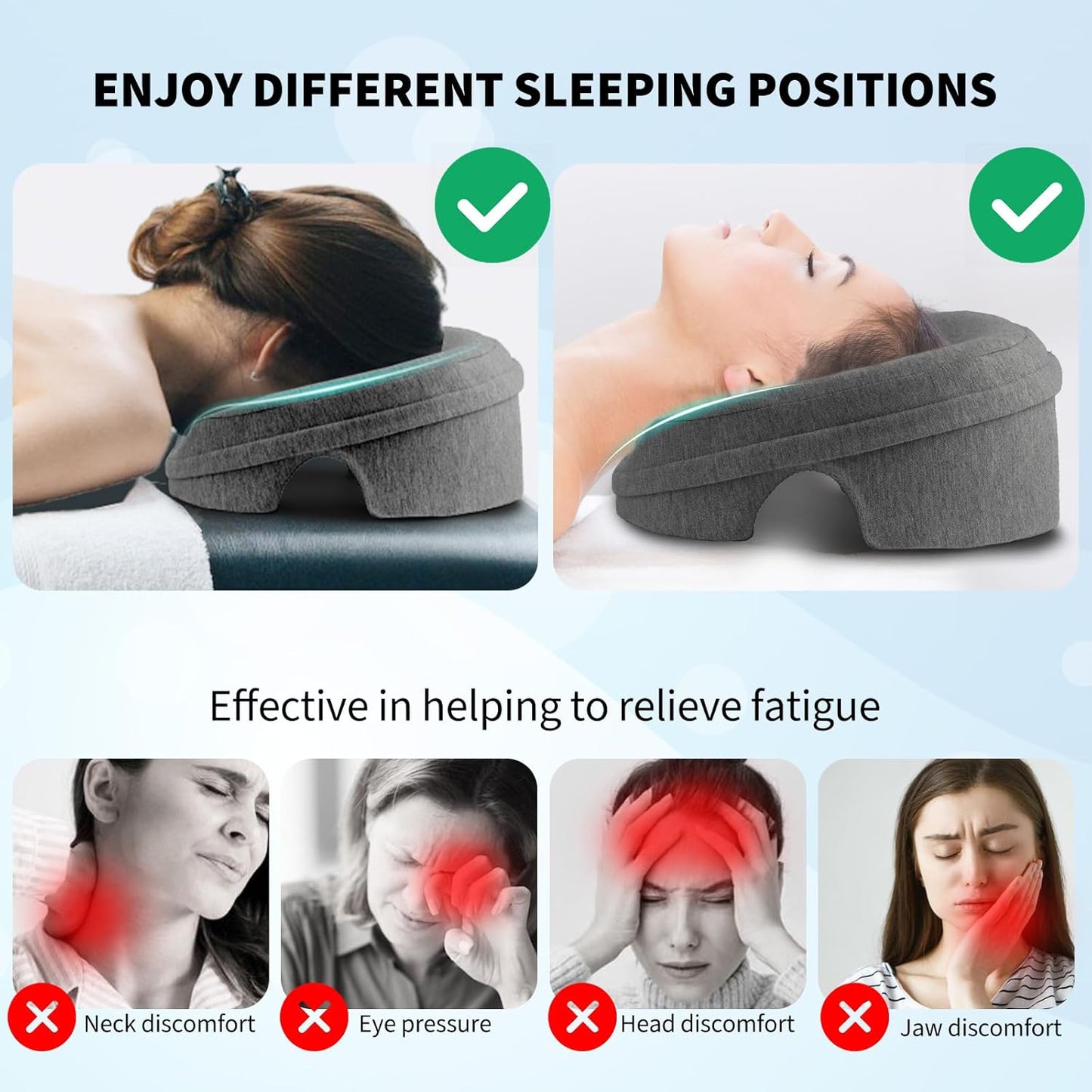 VVB Massage Pillow - Face Down Headrest for Post-Surgery Recovery | Removable Cover, Black