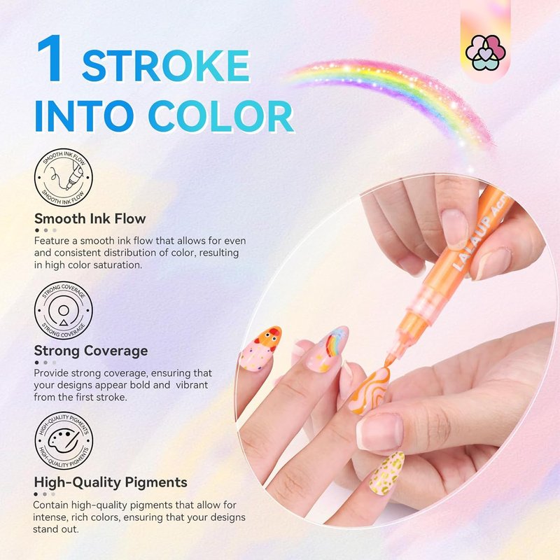 Saviland 12 Colors Nail Art Pens Set | 3D Acrylic Paint Markers for Creative Nail Designs & DIY Manicure