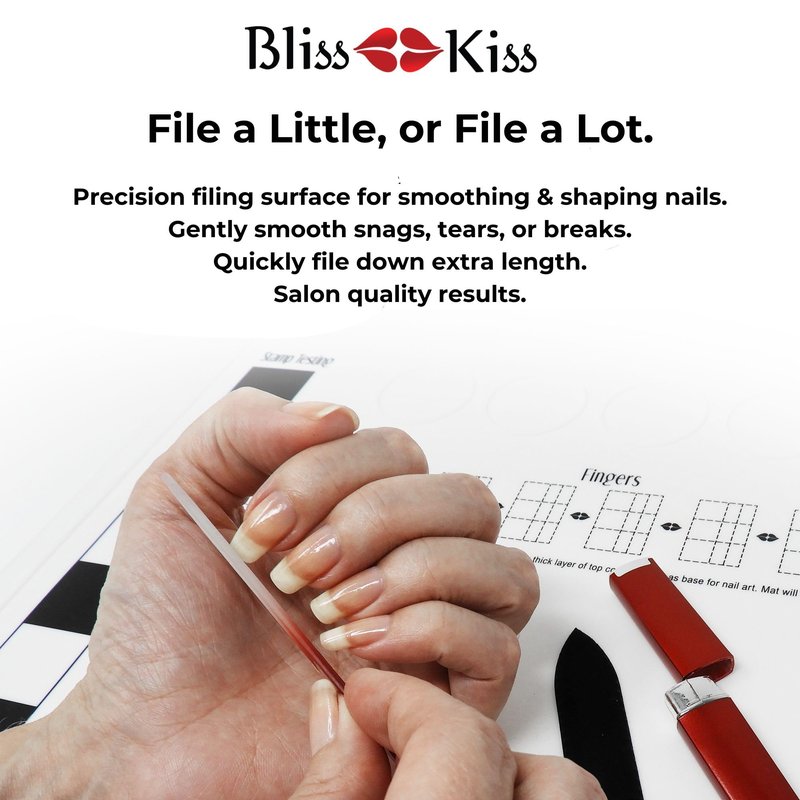 Bliss Kiss Simply Czech Crystal Glass Nail File case & Sleeve | Small Gentle Nail Files for Natural Nails, Durable Manicure Tool, Perfect Travel Size, Emery Boards Alternative