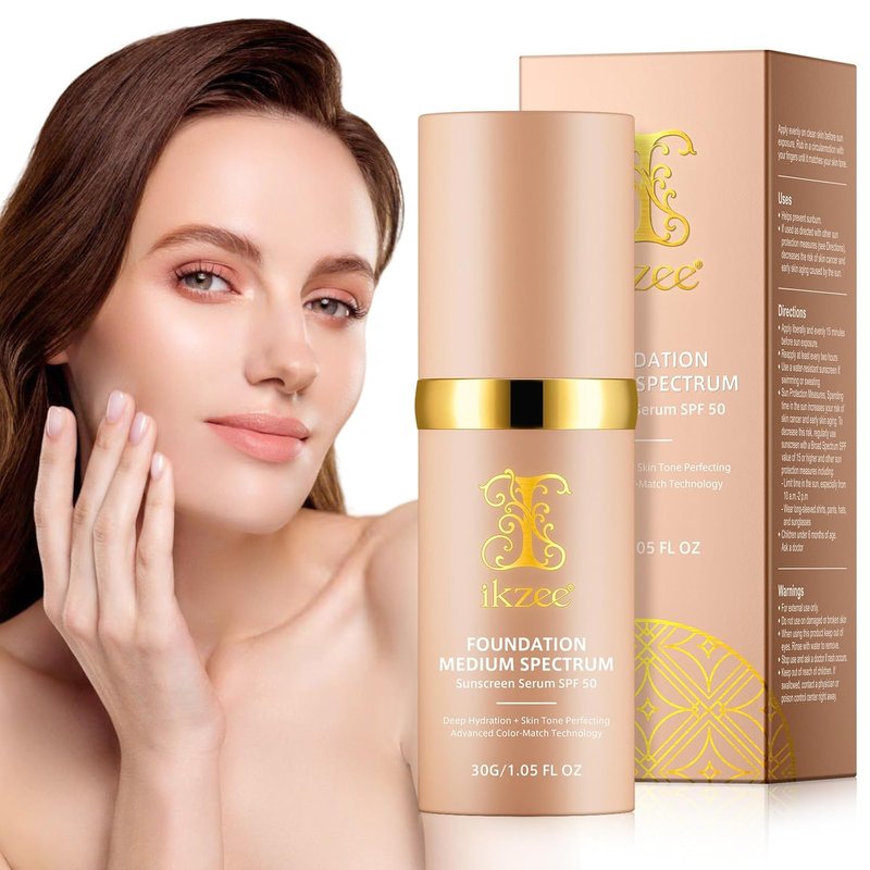 Color Changing Foundation - 4-in-1 Full Coverage Makeup | Hydrating SPF 50+ Liquid for Mature Skin, 30ml