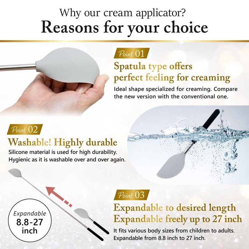 FieldSora Cream Applicator for Back Telescopic Easy to Clean Applies Creams, Sunscreens, and Ointments (Accurate Application)