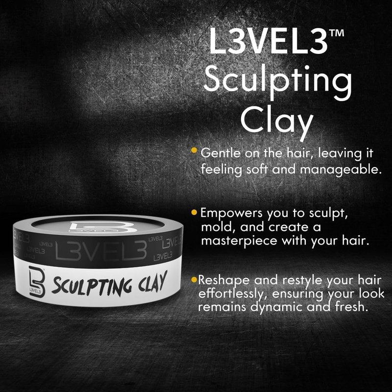 L3 - Level 3 Hair Sculpting Clay - Premium Grade Hair Clay for the Perfect Look - Long Lasting Hair Styling Product for Men