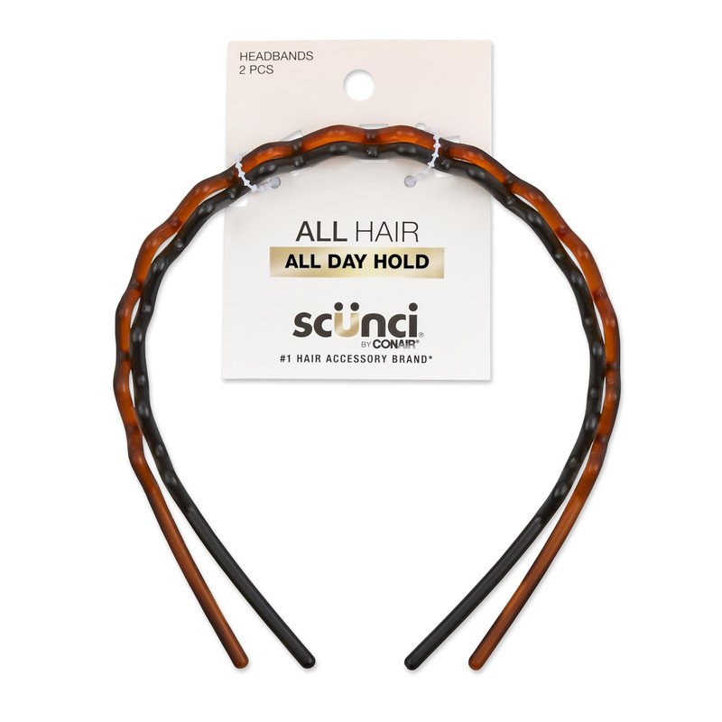Scunci Effortless Beauty Headbands, 1-Inch Wide, 2-Count (1-Pack)
