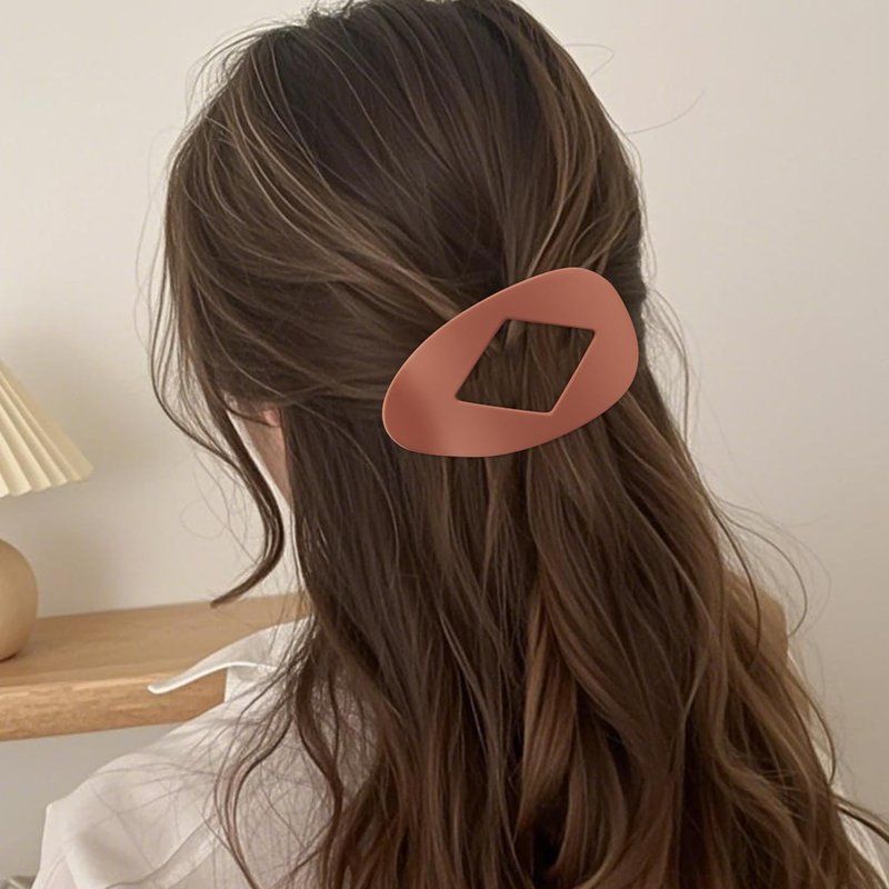 Atoden Large Flat Round Hair Clips Oval Claw Clips for Thick Medium Thin Hair 6Pcs Non Slip Strong Hold Barrettes Duckbill Accessories for Women Girls Matte Solid Neutral Color