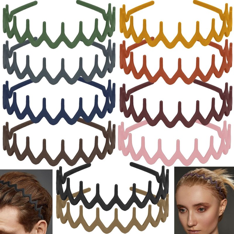 LAPOHI 10 PCS Non-Slip Plastic Headbands - Effortless Hair Accessories for Women & Teens | Comb Teeth Morandi