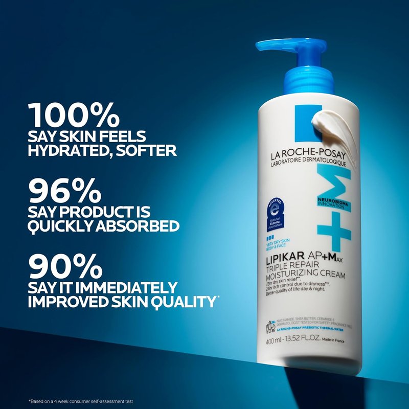 La Roche-Posay Lipikar AP+MAX Body Cream - Triple Repair Moisturizer with Shea Butter & Niacinamide for Dry Skin