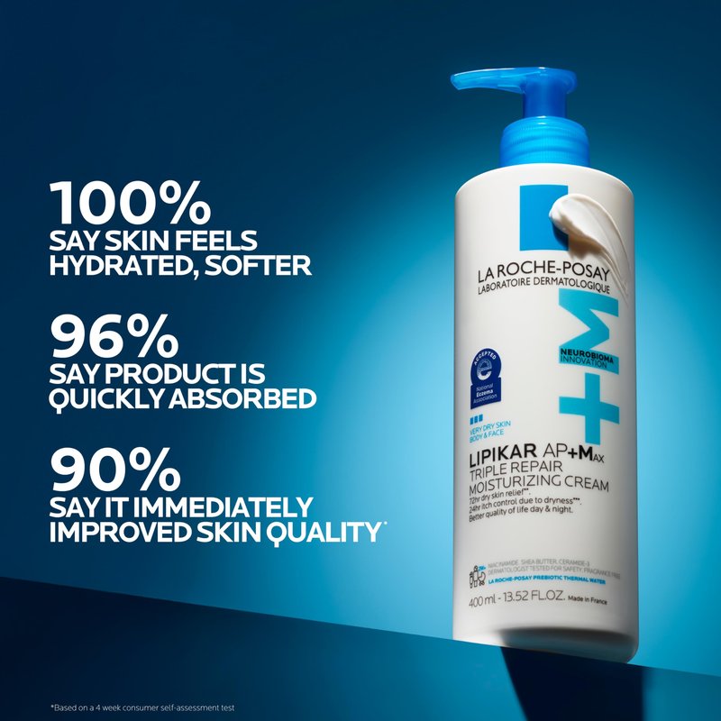 La Roche-Posay, Lipikar AP+Max Triple Repair Moisturizing Body Cream, Face and Body Lotion for Dry Skin with Shea Butter and Niacinamide, 400 mL
