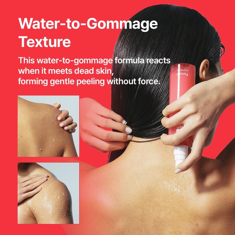 PARNELL AHA Omija Ceramic Body Peeling Spray – AHA BHA PHA Body Exfoliant for Keratosis Pilaris, Strawberry Legs, Dark Spots & Dead Skin Remover – Chemical Exfoliant, Rough Skin 4.60 fl.oz