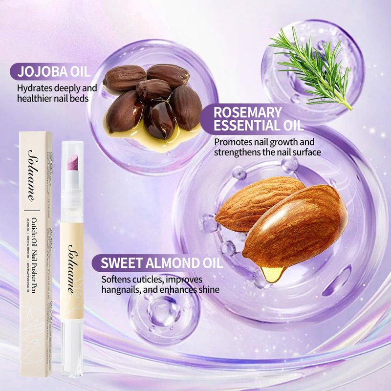 NIZENTA 45° Ceramic Cuticle Oil Pusher Pen Dual-action Cuticle Oil Pen Gently Exfoliates and Nourishes Nails Suitable for Hangnails, Dryness, Cracks Nails Moisturises, Strengthens and Adds Shine,2ml