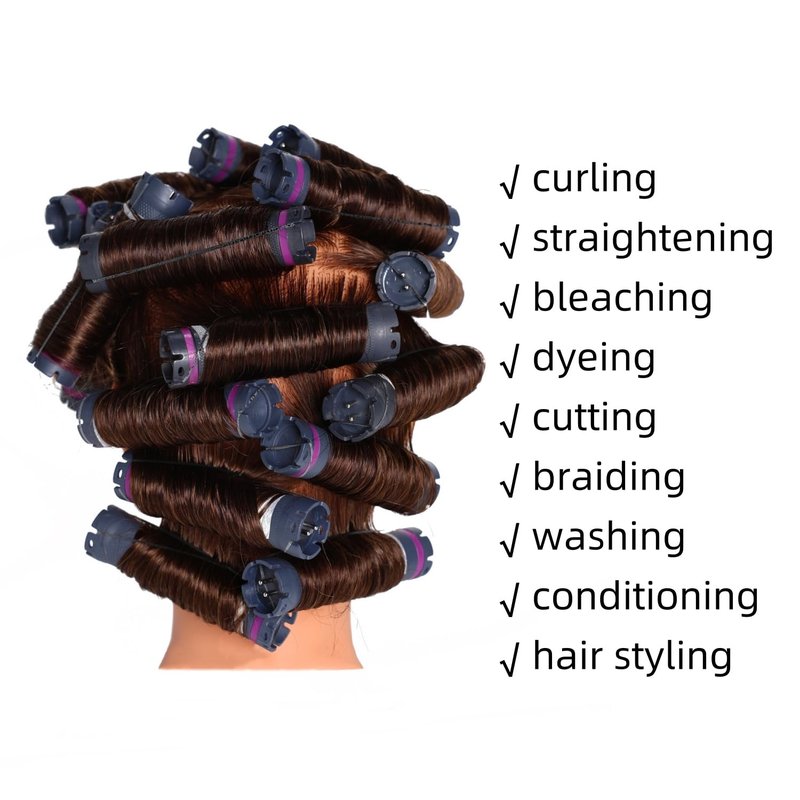 Human Hair Mannequin Head for Cosmetology Training - 20"-22" with Clamp Holder