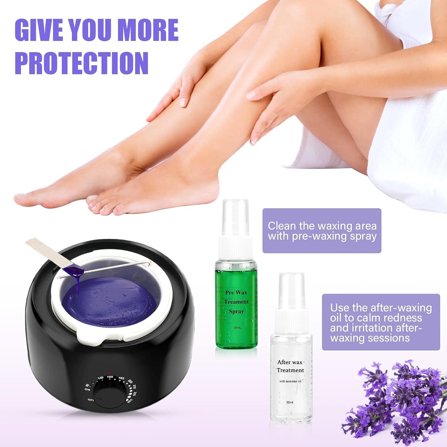 Waxing Kit - Hard Wax Warmer with 14oz & 5 Bags Hard Wax Beans | Full Body, Legs, Face, Eyebrows, Bikini, Brazilian Waxing
