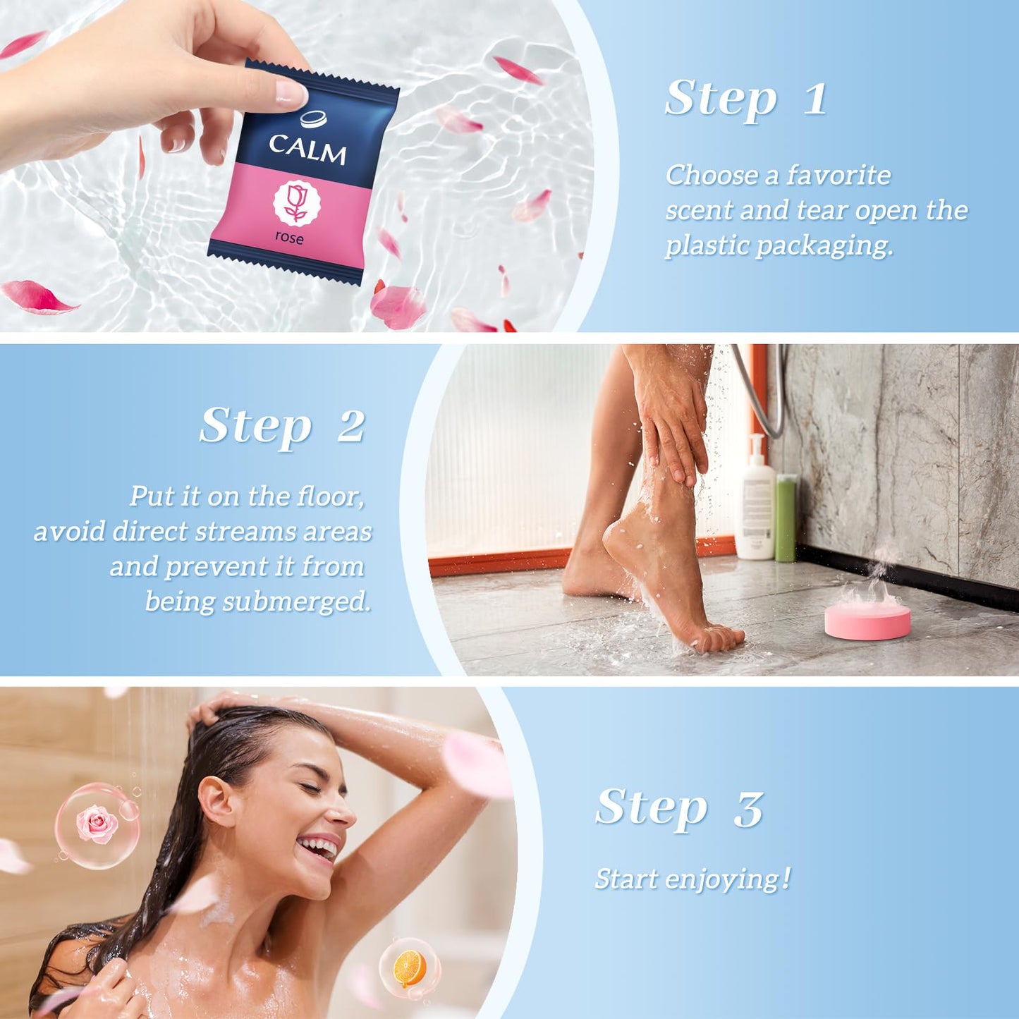 TranquilBliss Shower Steamers 6 Count, Scented Shower Bombs with Organic & Natural Fragrance, Self-Care & Relaxation Birthday Gifts for Women Who Have Everything - Valentine's Day Presents