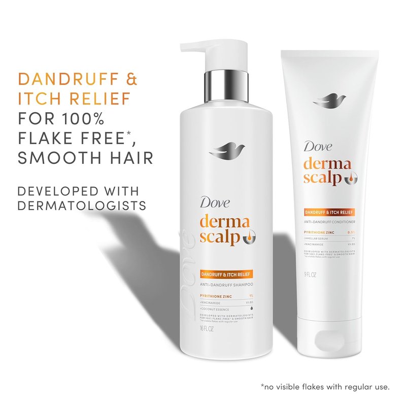 Dove Derma Scalp Conditioner - Dandruff & Itch Relief with Pyrithione Zinc | 9 Fl Oz