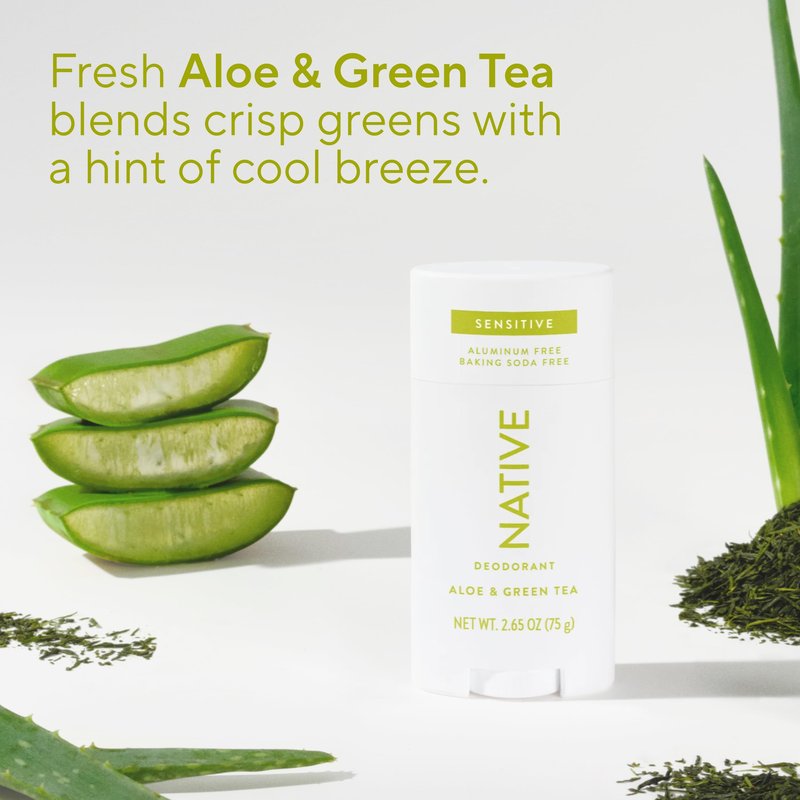 Native Sensitive Deodorant Contains Naturally Derived Ingredients, 72 Hour Odor Control | Deodorant for Women & Men, Aluminum Free with Baking Soda, Coconut Oil and Shea Butter, Aloe & Green Tea