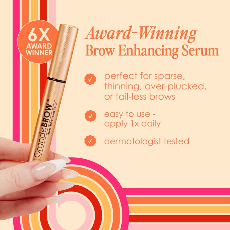 Grande Cosmetics GrandeBROW Brow Enhancing Serum for Fuller, Bolder, Looking Eyebrows - Brow Serum With Vitamins, Peptides, Antioxidants, Amino Acids, Cruelty Free - 8 Week Supply (1.5 mL)
