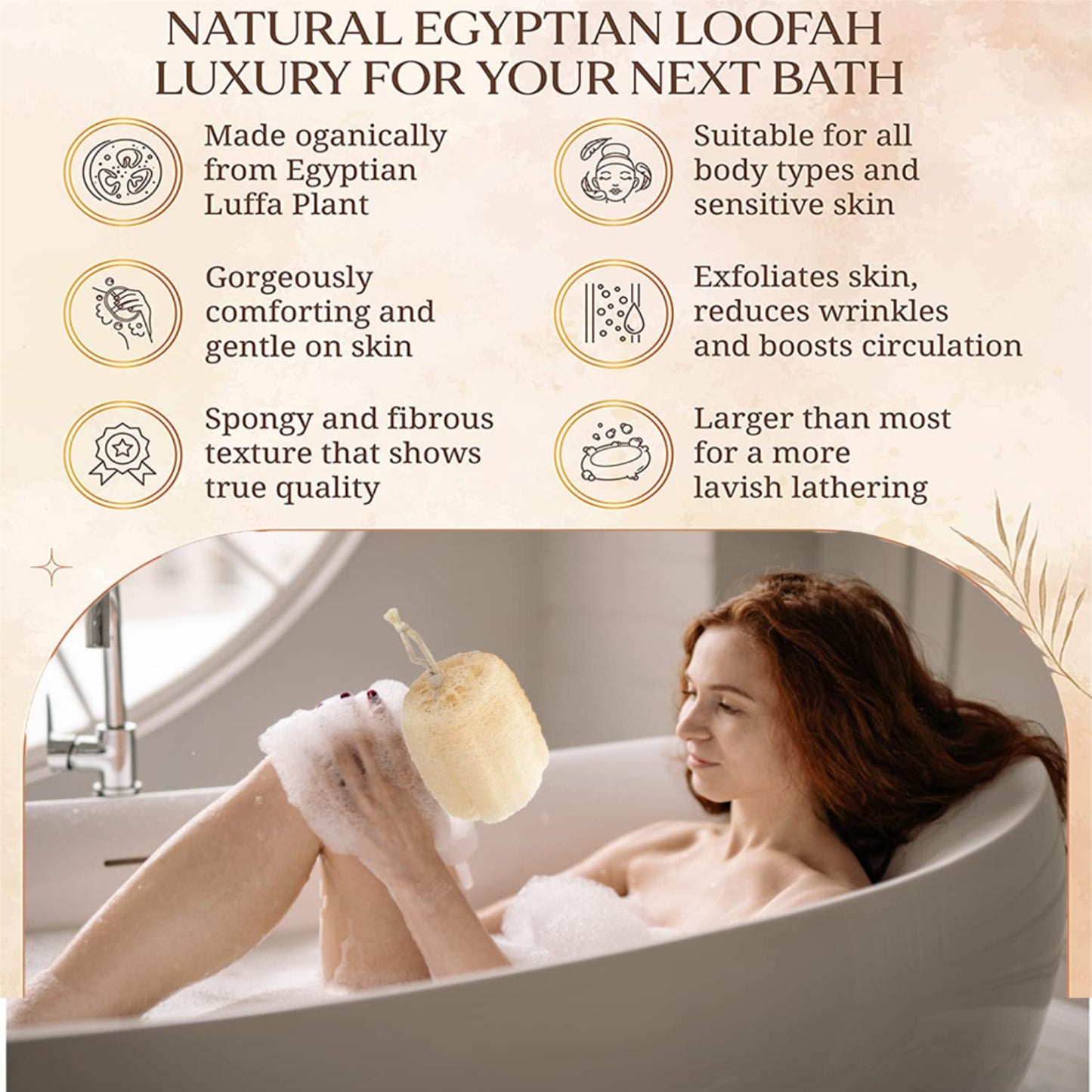 Natural Egyptian Shower Loofah Sponge Body Scrubber for Women & Men, Get You Clean and Not Just Spread Soap, Luffa Sponges are Skin-Friendly (Exfoliating, 2)