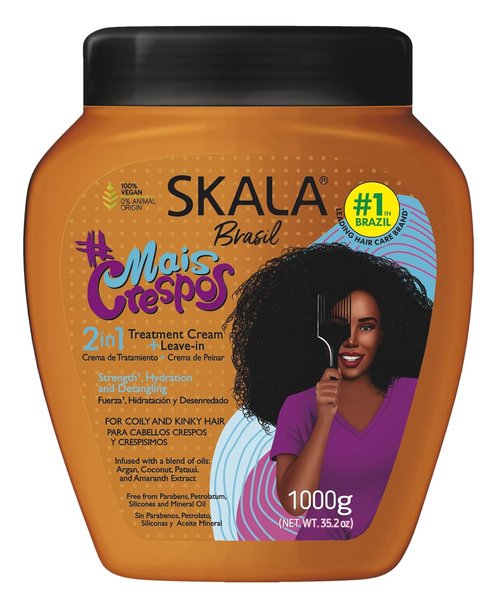 SKALA Mais Crespos Super Curly Hair Type 4ABC - Hydrate , Eliminate Frizz 2 IN 1 Conditioning Treatment Cream and Cream To Comb 35.2oz