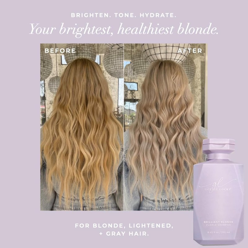 Goldie Locks Purple Shampoo for Blonde Hair - Brightens, Tones & Neutralizes Brass - Sulfate-Free | 8.45 fl oz
