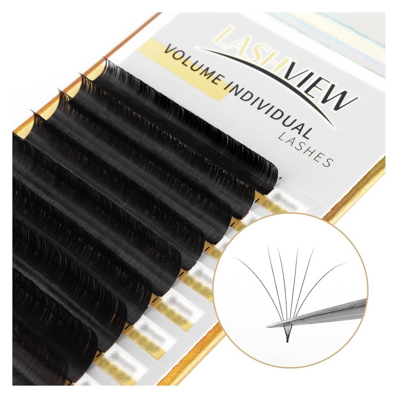 LASHVIEW C Curl 0.07 Thickness Mixed Tray | 8-15mm Volume Faux Eyelash Extensions - Soft Korean Silk for Professionals
