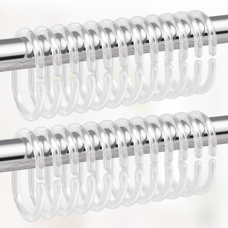 Amazer Plastic Shower Curtain Rings, Shower Curtain Hooks, 24 Pcs C Shaped Shower Hooks for Shower Curtain, Clear Shower Curtain Hooks for Bathroom