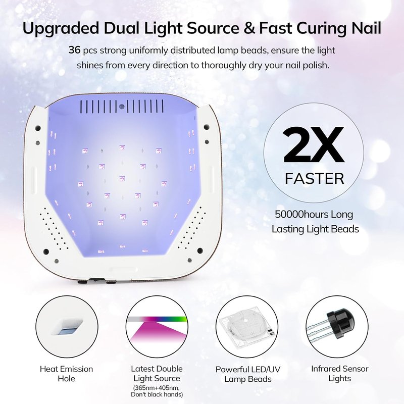 Lavinda UV LED Nail Lamp - Cordless Rechargeable Gel Nail Dryer with 4 Timer Settings | 54W Touch LCD Display