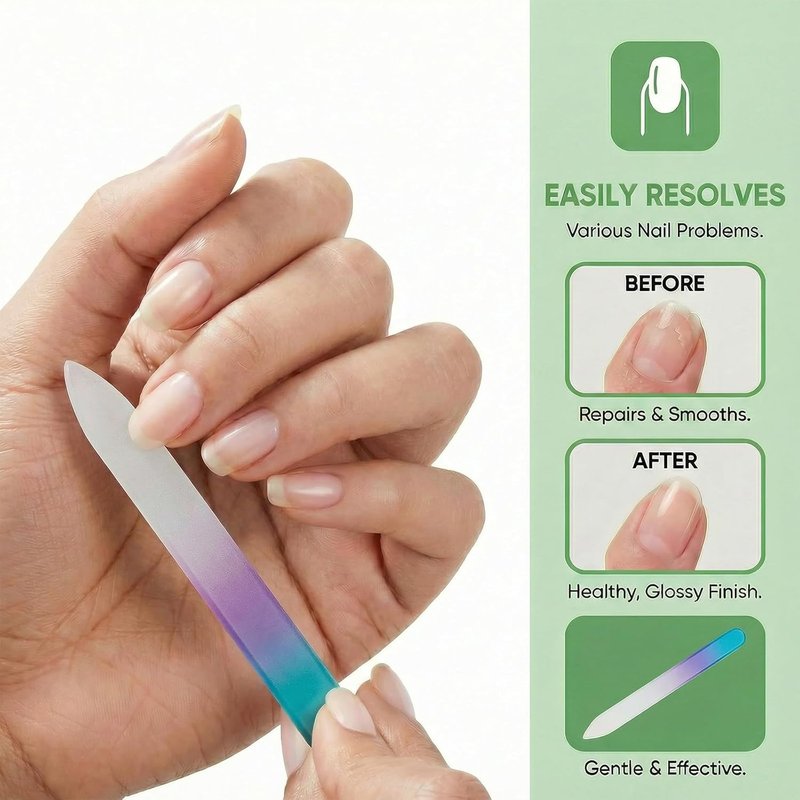 Plman Glass Nail Files Set - 3PCS Coarse & Fine Nail Files with Cases for Natural Nails | Perfect for Manicure Salon