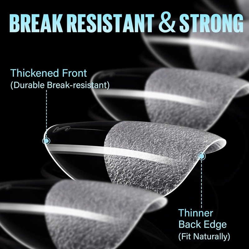 Almond Nail Tips - 240PCS Pre-Shaped Clear Gel False Nails | Soft Acrylic for DIY Nail Extensions