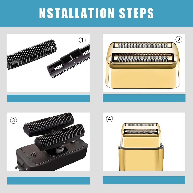 Shaver Replacement Foil and Cutters compatible with BaBylissPRO FXFS2 Electric Razors, Shaver Replacement Head compatible with BaBylissPRO Double Foil Shaver (Gold 1)