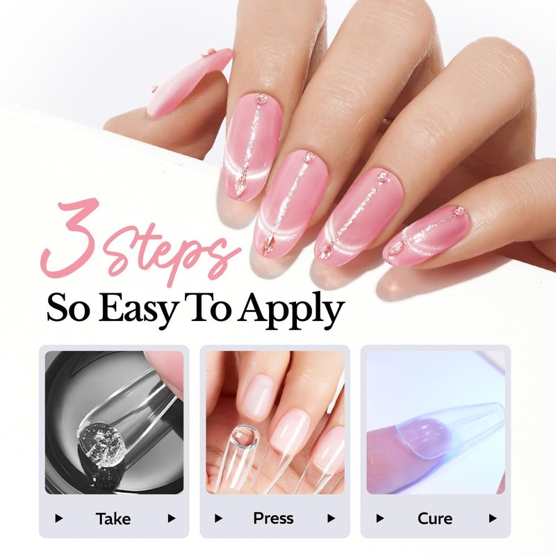 AZUREBEAUTY Solid Nail Glue Gel for Nail Tips, 30g Gel Nail Glue for Acrylic Nails, Clear Hard 3D Gel for False Nail Tips, Super Strong Gel UV Light Cured, DIY Nail Art Home and Salon Use