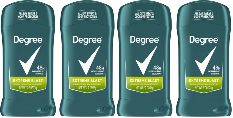 Degree Men Original Protection Antiperspirant Deodorant Extreme Blast 48-Hour Sweat and Odor Protection Antiperspirant For Men 2.7 oz (Pack of 4)