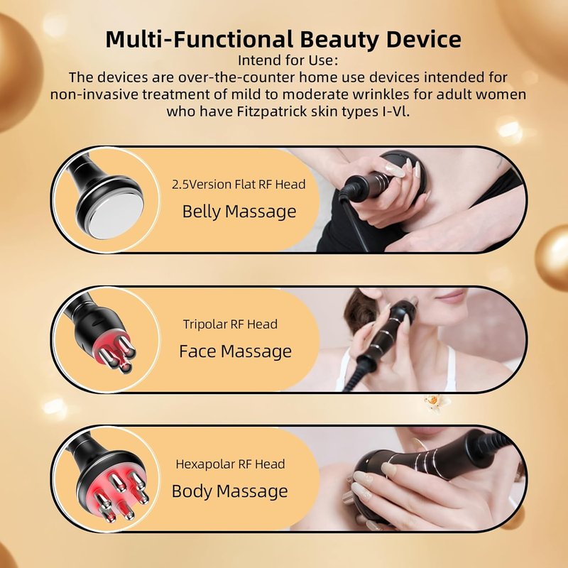 RF Skin Rejuvenator - Non-Wireless LED Light Therapy for Face & Body Wrinkle Reduction