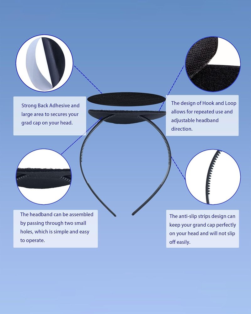 Graduation Cap Headband Secures Decorations Holder Grad Cap Headband Insert Hat Anti-Slip Accessories for Graduates Gift