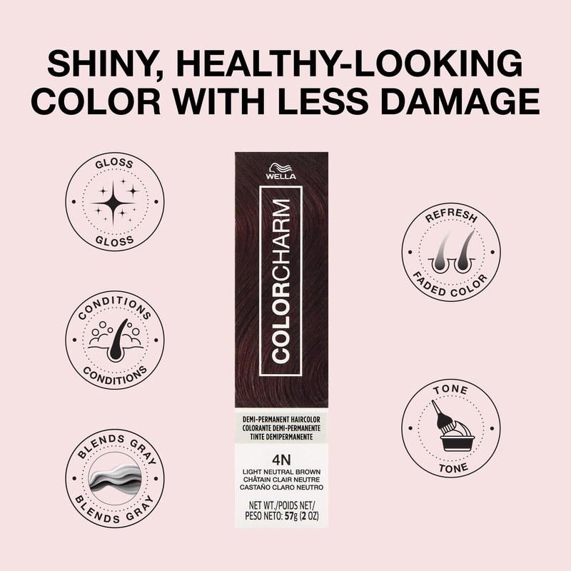 COLORCHARM Demi Permanent Hair Color | 4N Light Neutral Brown | Gloss, Refresh & Tone | 2 Fl Oz