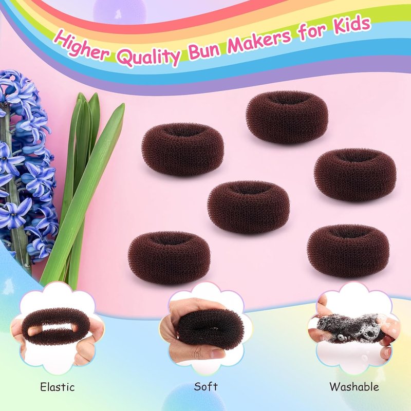 Hair Bun Maker for Kids - 2 Inch Extra Small Chignon Sock Forms | 6 PCS Bun Accessories for Teen Girls