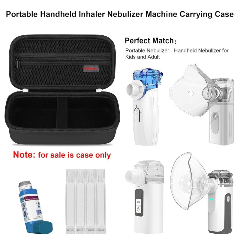 Portable Inhaler Nebulizer Carrying Case - Travel Bag for Adults & Kids | Black