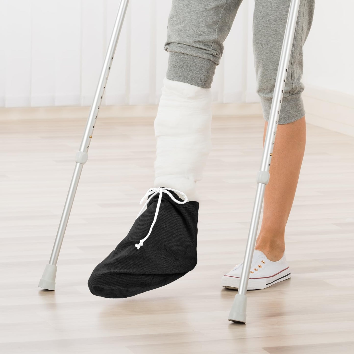 OXDFK 2 PCS Cast Sock Cover for Foot, Cast Cover for Foot, Leg Cast Cover, Adjustable Drawstring Foots Casts Cover for Men and Women (Black)