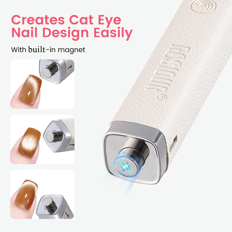 Rosiour Handheld Mini UV Light for Nails: Flash Cure UV Led Nail Lamp with Stand Cat Eye Magnet- Hand Held Fast Dry Single UV Lamp Pen with Auto Sensor for Manicure Home Salon (White)