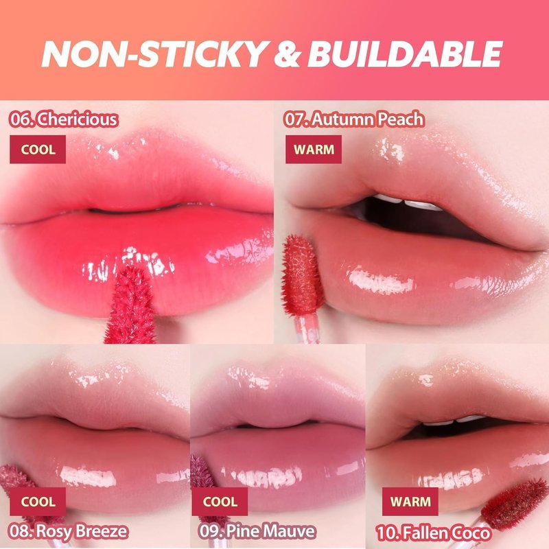 MILKTOUCH Jelly Lip Glow Tint - Hydrating Lip Gloss for Long-Lasting Moisture & Radiant Shine | 03 Cool Time Berry
