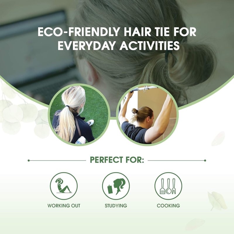 Biodegradable Elastic Hair Ties - Organic No Crease Black Ponytail Holders | 5mm, 27 Count