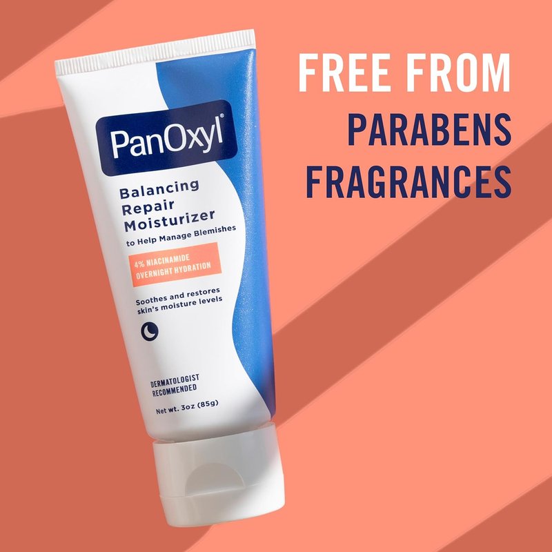 PanOxyl PM Balancing Repair Moisturizer - Hydrating Niacinamide & Ceramides for Acne-Prone Skin | 3 oz