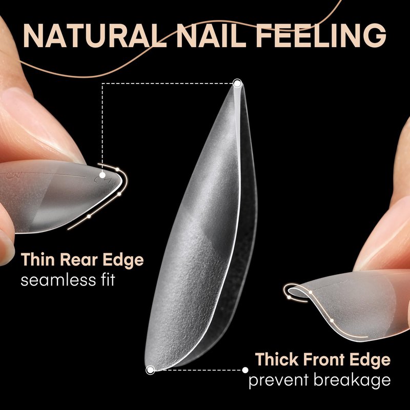 Luckyfairy Short Almond Nail Tips, 240pcs 15 Sizes Soft Acrylic Gel Nail Tips Pre-shape Full Cover False Nails Long-Lasting Press on Almond Nails Tips Set for Nail Extensions Nail Salon DIY