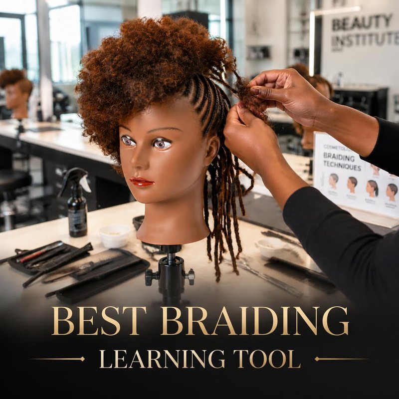 headdoll Afro Curly Mannequin Head with 100% Human Hair Curly Hair Hairdresser Hair Styling Cosmetology Manikin Head Doll head for Hairdresser Practice Styling Dye Braiding with Clamp Stand