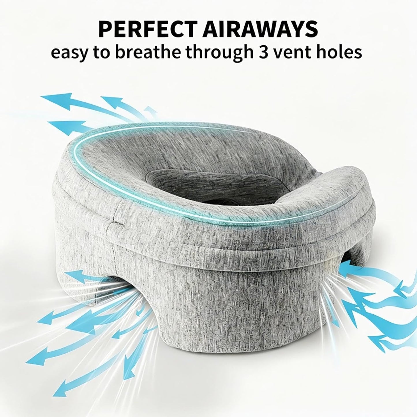 VVB Face Down Pillow - Comfortable Massage Headrest for Stomach Sleeping | Grey with Removable Cover