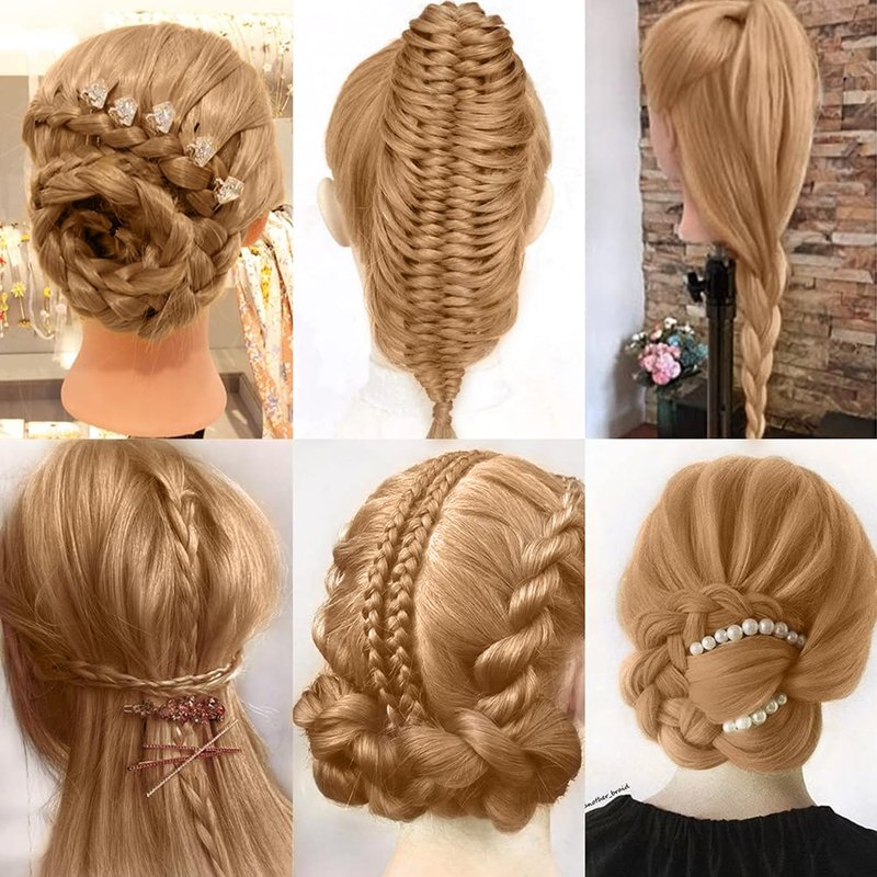 Cosmetology Mannequin Head Hair Styling 26-28inch Training Head Synthetic Fiber Manikin Head Doll Head with Clamp （#27 Blonde 20Inch）