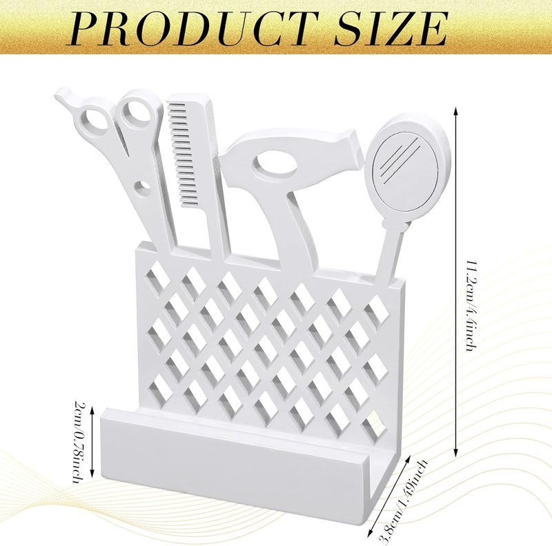 Lincia Wooden Hair Stylist Business Card Holder - 2 Pcs Display Stand for Salon & Office | White