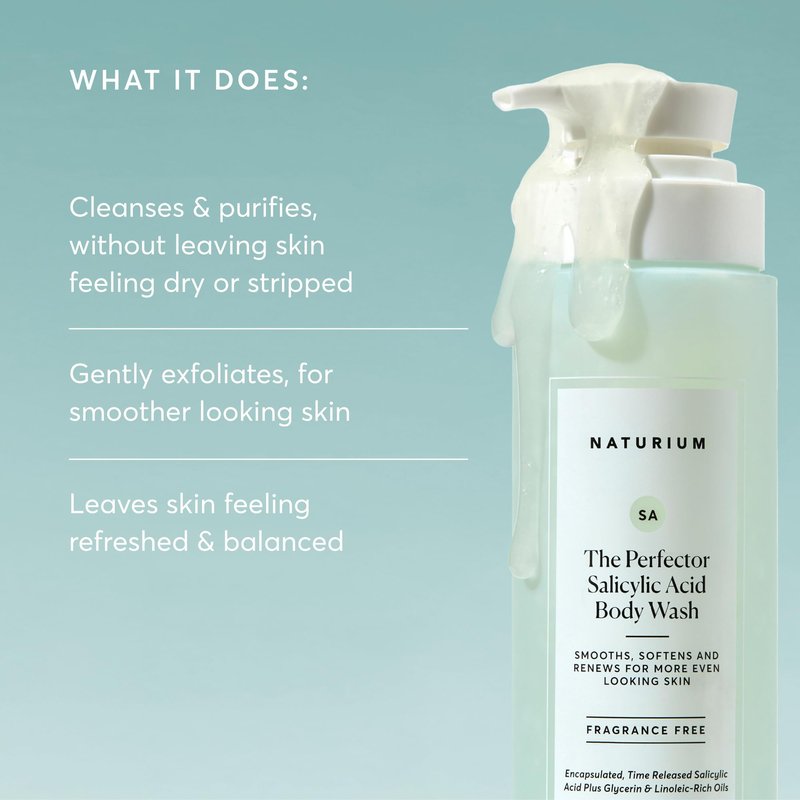 Naturium The Perfector Salicylic Acid Body Wash, Gentle & Smoothing Cleanser, 16.9 oz