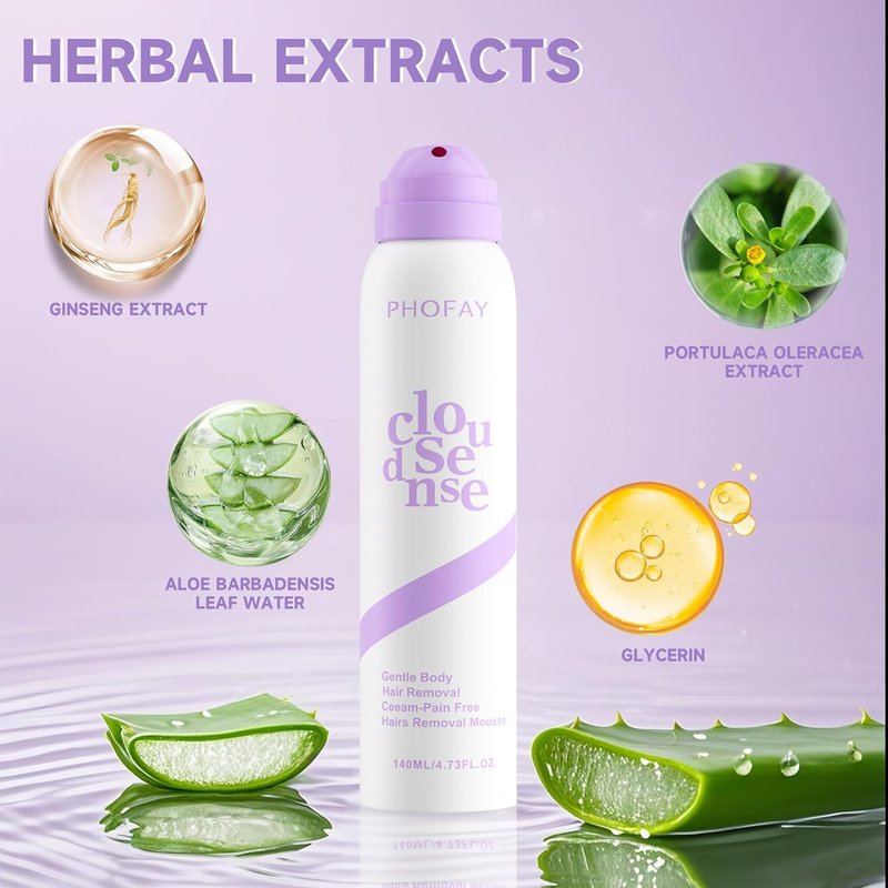 PHOFAY Hair Removal Cream for Sensitive Skin – Fast-Acting Formula with Aloe & Hyaluronic Acid | 2 oz Spray